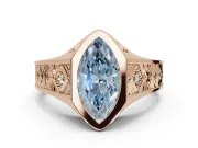 Marquise Vintage Bezel Engagement Ring Setting for a Fancy Blue Lab-Grown Diamond | Engraved Band | Rose Gold