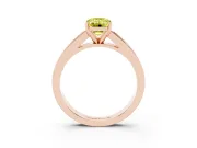 Fancy Yellow Emerald Cut Diamond Solitaire Ring Set in Rose gold with Channel-Set Band and Prong Setting