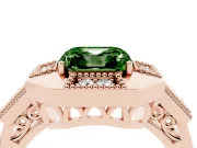 Asscher Cut Milgrain Sectioned Halo Engagement Ring Setting for a Fancy Green Lab-Grown Diamond | Rose Gold