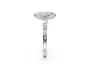 Marquise Tapered Baguette Engagement Ring Setting | Bar Set Sides | Sterling Silver