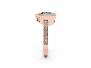 Fancy Blue Heart Cut Diamond Round Halo Ring Set in Rose gold with Pavé Band
