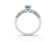 Emerald Cut Close Set Pave Engagement Ring Setting for a Fancy Blue Lab-Grown Diamond | Multi Row | Sterling Silver