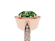 Round Milgrain Halo Engagement Ring Setting for a Fancy Green Lab-Grown Diamond | Side Stones | Rose Gold