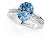 Oval Channel Engagement Ring Setting for a Fancy Blue Lab-Grown Diamond | Sterling Silver