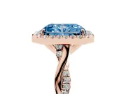 Radiant Cut Twist Halo Engagement Ring Setting for a Fancy Blue Lab-Grown Diamond | Rose Gold