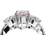 Pear-Shaped Three Stone Engagement Ring Setting for a Fancy Pink Lab-Grown Diamond | Tapered Pave Band | Platinum