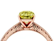 Emerald Cut Engraved Engagement Ring Setting for a Fancy Yellow Lab-Grown Diamond | Rose Gold