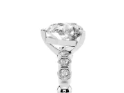 Heart Cut Diamond Solitaire Engagement Ring Set in Silver with Bezel Accents on Beaded Band