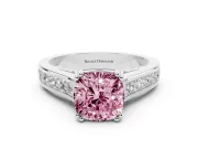 Cushion Cut Channel Engagement Ring Setting for a Fancy Pink Lab-Grown Diamond | White Gold - Design NV-24671