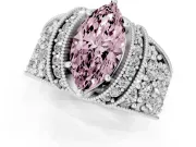 Marquise Vintage Pave Engagement Ring Setting for a Fancy Pink Lab-Grown Diamond | Milgrain Edges | Platinum