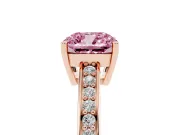 Cushion Cut Pave Solitaire Engagement Ring Setting for a Fancy Pink Lab-Grown Diamond | Accented Basket | Rose Gold