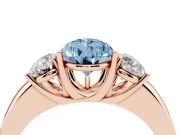 Pear-Shaped Three Stone Engagement Ring Setting for a Fancy Blue Lab-Grown Diamond | Matching Side Stones | Rose Gold