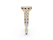 Cushion Cut Halo Engagement Ring Setting for a Fancy Pink Lab-Grown Diamond | Graduated Channel Band | Yellow Gold
