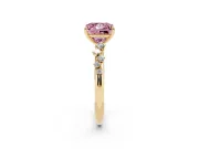 Fancy Pink Princess Cut Diamond Cluster Solitaire Ring Set in Yellow gold with Prong Setting