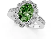 Oval Vintage Halo Engagement Ring Setting for a Fancy Green Lab-Grown Diamond | White Gold