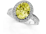 Oval Milgrain Halo Engagement Ring Setting for a Fancy Yellow Lab-Grown Diamond | Side Stones | Platinum