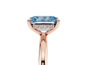 Emerald Cut Hidden Halo Ring Setting for a Fancy Blue Lab-Grown Diamond | Rose Gold