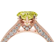 Heart-Shaped Hidden Halo Engagement Ring Setting for a Fancy Yellow Lab-Grown Diamond | Milgrain Pave | Rose Gold