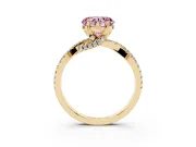 Heart-Shaped Twisted Pave Engagement Ring Setting for a Fancy Pink Lab-Grown Diamond | Split Shank | Yellow Gold