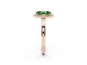 Fancy Green Oval Cut Diamond Halo Ring Set in Rose gold with Solitaire Band and Prong Setting