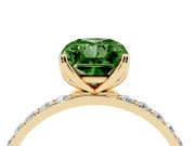 Radiant Cut Pave Solitaire Engagement Ring Setting for a Fancy Green Lab-Grown Diamond | Slim Band | Yellow Gold