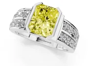Radiant Cut Half Bezel Engagement Ring Setting for a Fancy Yellow Lab-Grown Diamond | Channel Band | White Gold