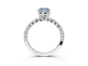 Cushion Cut Pavé Engagement Ring Setting for a Fancy Blue Lab-Grown Diamond | Alternating Accents | Sterling Silver