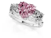 Heart-Shaped Three Stone Engagement Ring Setting for a Fancy Pink Lab-Grown Diamond | Braided Band | Platinum