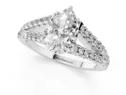 Pear-Shaped Graduated Pave Split Shank Engagement Ring Setting | V Split Shoulders | Platinum