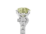 Round Pavé Solitaire Engagement Ring Setting for a Fancy Yellow Lab-Grown Diamond | Crossover Gallery | Sterling Silver