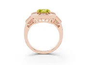 Fancy Yellow Asscher Cut Diamond Milgrain Halo Ring Set in Rose gold with Split Shank