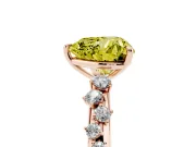Fancy Yellow Heart Cut Diamond Cluster Solitaire Ring Set in Rose gold with Prong Setting
