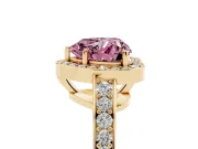 Heart-Shaped Framed Halo Engagement Ring Setting for a Fancy Pink Lab-Grown Diamond | Yellow Gold
