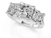 Princess Cut Three Stone Engagement Ring Setting | Large Side Stones | White Gold