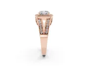 Cushion Cut Vintage Milgrain Halo Engagement Ring Setting | Pave Split Shank | Rose Gold