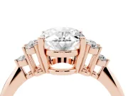 Oval Cluster Accent Engagement Ring Setting | Plain Band | Rose Gold