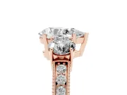 Pear-Shaped Vintage Three Stone Engagement Ring Setting | Graduated Milgrain Pave | Rose Gold