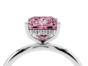 Fancy Pink Princess Cut Diamond Solitaire Engagement Ring Set in White gold with Prong Setting and Polished Band