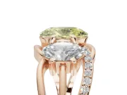 Oval Three Stone Split Shank Engagement Ring Setting for a Fancy Yellow Lab-Grown Diamond | Matching Sides | Rose Gold