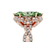 Marquise Milgrain Halo Engagement Ring Setting for a Fancy Green Lab-Grown Diamond | Graduated Shoulders | Rose Gold