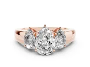 Pear-Shaped Three Stone Engagement Ring Setting | Touching Side Stones | Rose Gold
