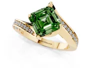 Asscher Cut Bypass Pavé Engagement Ring Setting for a Fancy Green Lab-Grown Diamond | Swept Shoulders | Yellow Gold