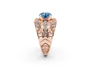Round Art Deco Graduated Engagement Ring Setting for a Fancy Blue Lab-Grown Diamond | Rose Gold
