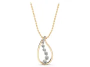 Round Lab-Grown Diamond Graduated Cascading Teardrop Pendant Necklace | Open Frame | Yellow Gold