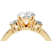 Oval Three-Stone Pavé Twist Engagement Ring Setting | Split Shank | Yellow Gold