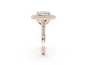 Radiant Cut Lab-Grown Diamond Double Halo Statement Ring Set in Rose Gold with Pavé Band