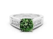 Cushion Cut Channel-Set Engagement Ring Setting for a Fancy Green Lab-Grown Diamond | Platinum