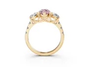 Marquise Three Stone Engagement Ring Setting for a Fancy Pink Lab-Grown Diamond | Accented Shoulders | Yellow Gold