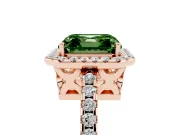Asscher Cut Pave Halo Engagement Ring Setting for a Fancy Green Lab-Grown Diamond | Rose Gold