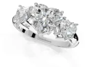Heart-Shaped Three Stone Engagement Ring Setting | Plain Band | Platinum